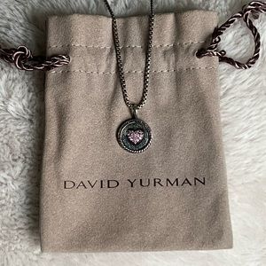 David Yurman Pink Sapphire Heart necklace SS 925.